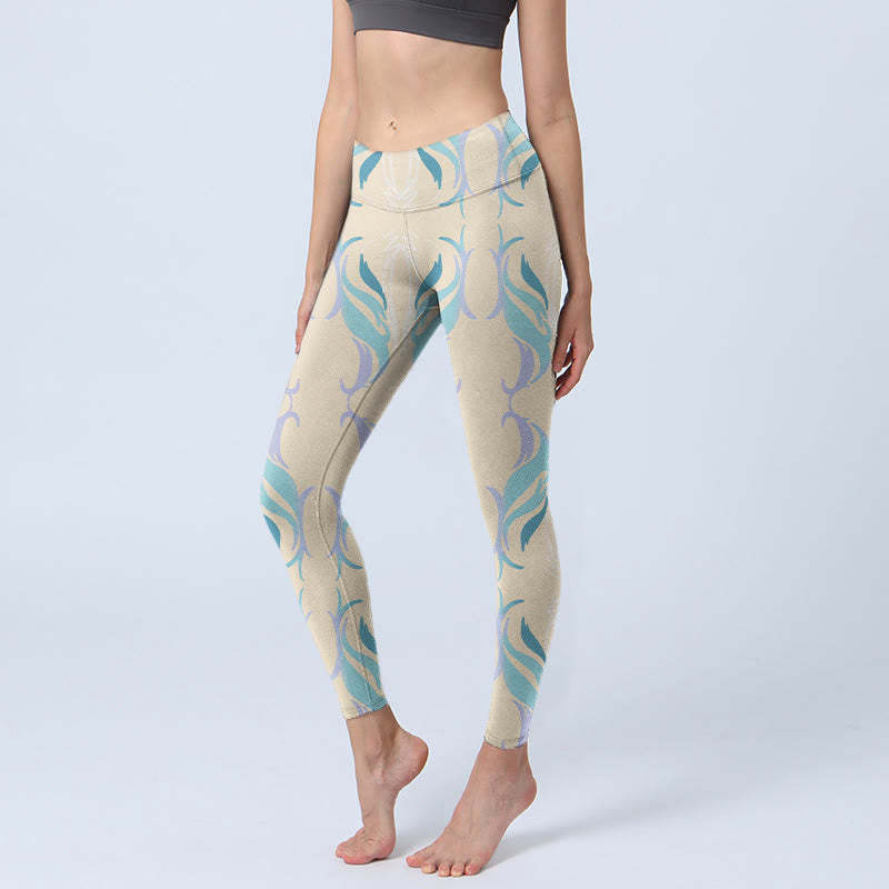 Blue Purple Green Lines Gym Leggings Women's Yoga Pants