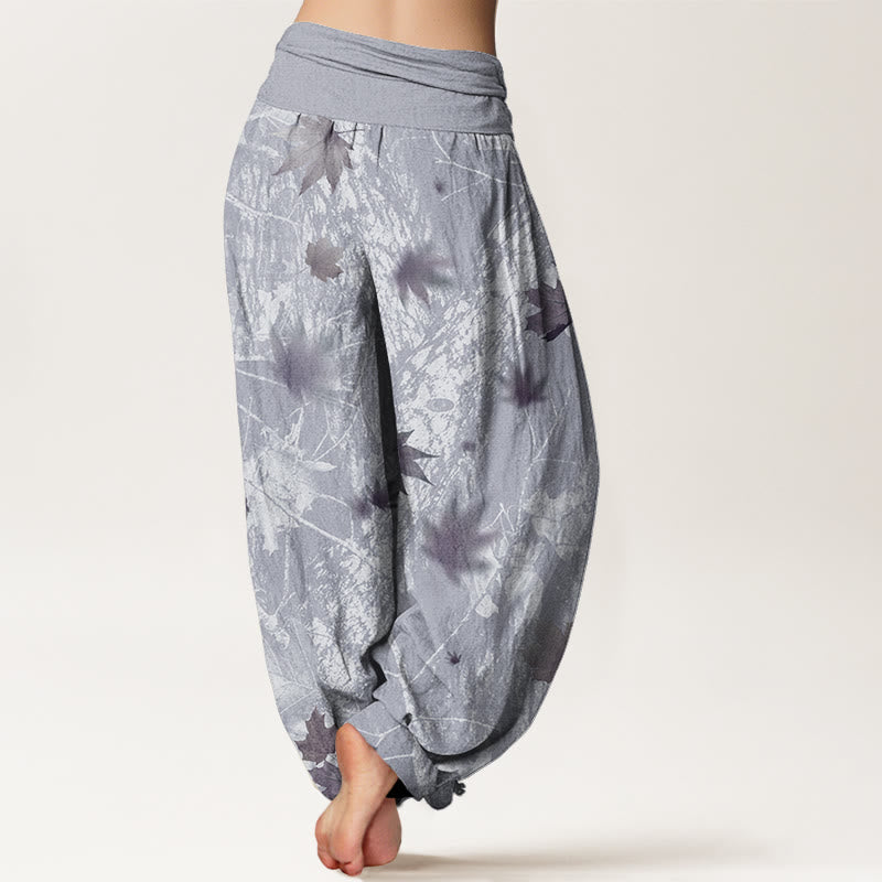 Maple Leaves And Branches Pattern Women's Elastic Waist Harem Pants