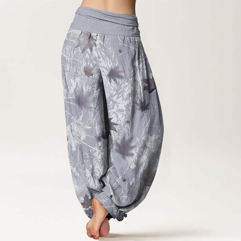 Maple Leaves And Branches Pattern Women's Elastic Waist Harem Pants
