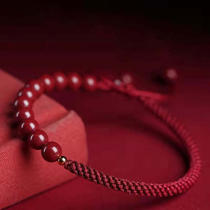 Natural Cinnabar King Kong Knot Blessing String Bracelet