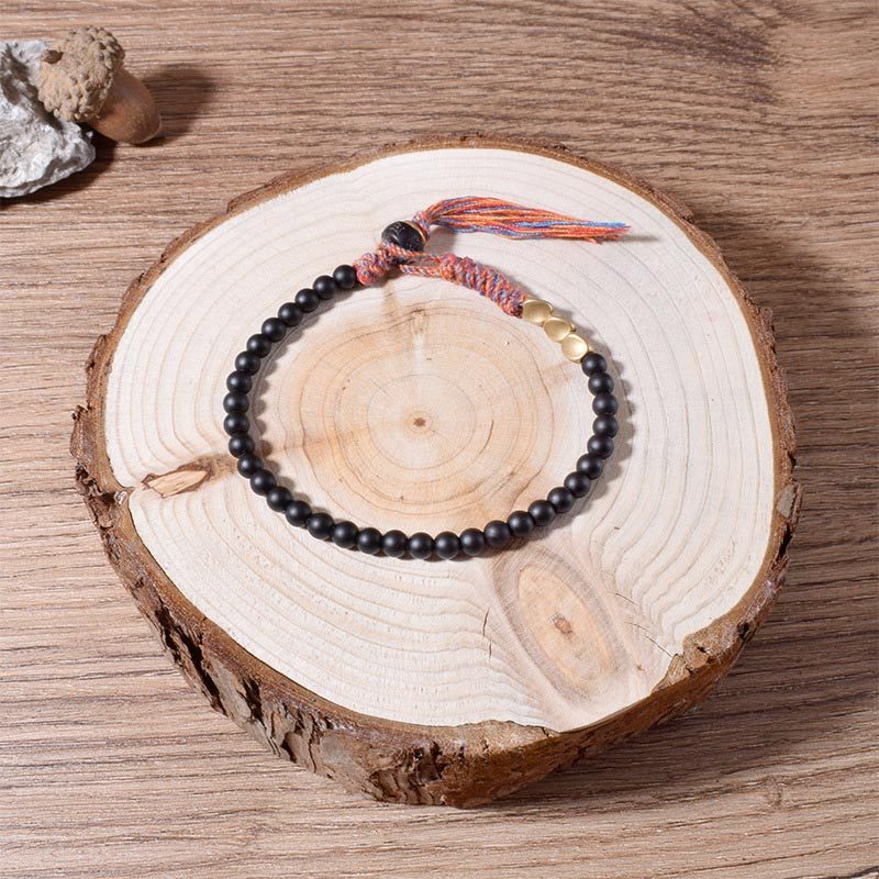 Handmade Tibetan Black Onyx Tassel Bracelet