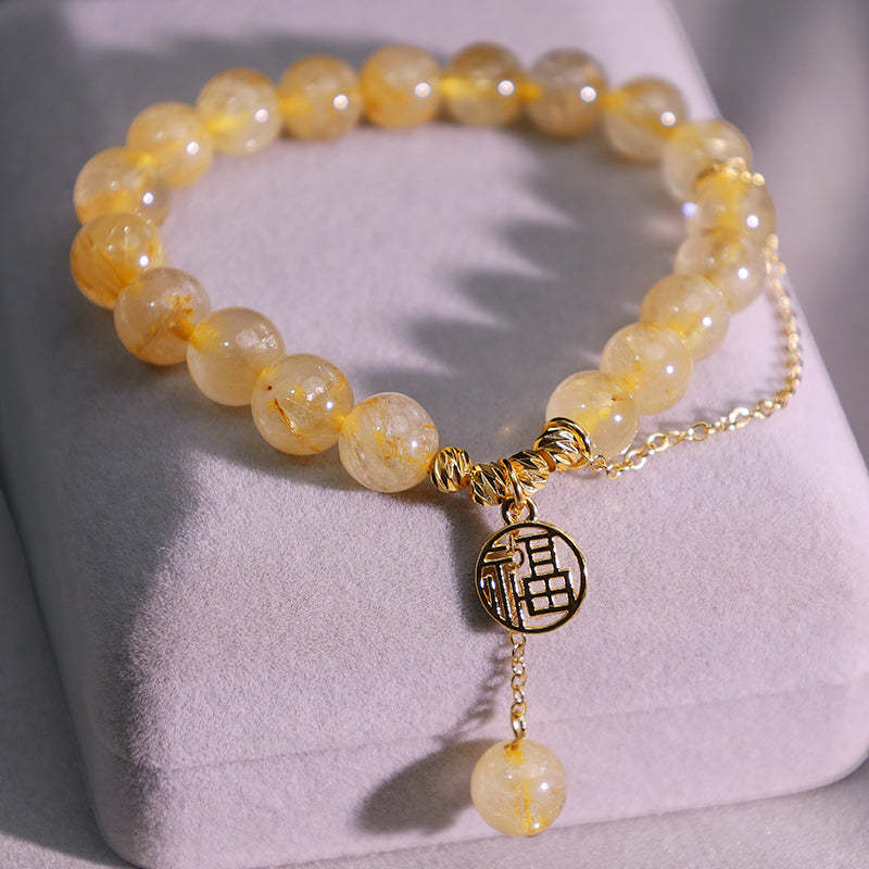 Citrine Lucky Fu Character Happiness Bracelet