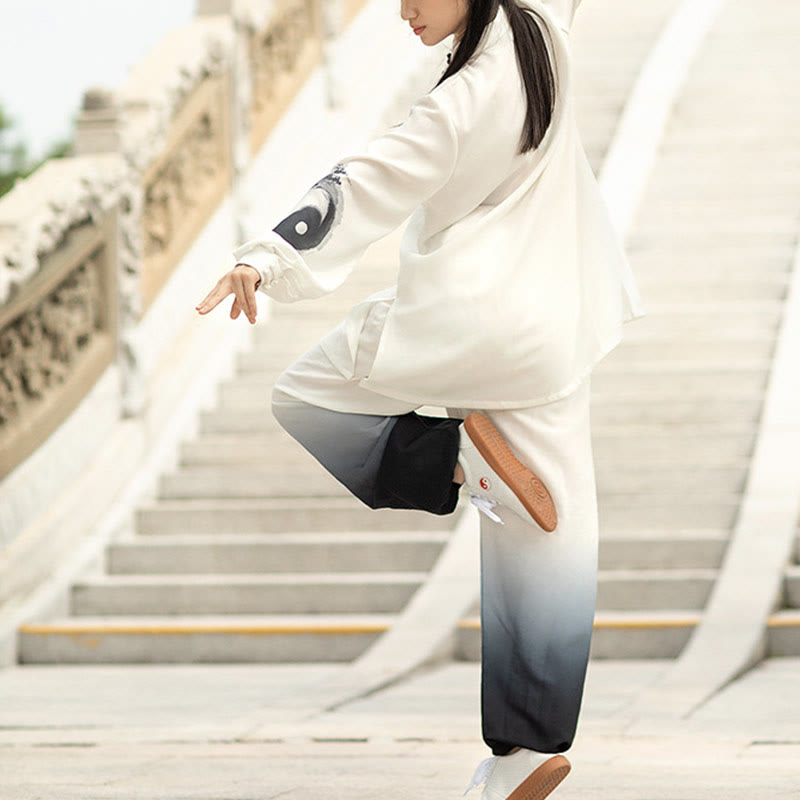 2Pcs Yin Yang Frog-Button Meditation Prayer Spiritual Zen Tai Chi Qigong Practice Unisex Clothing Set