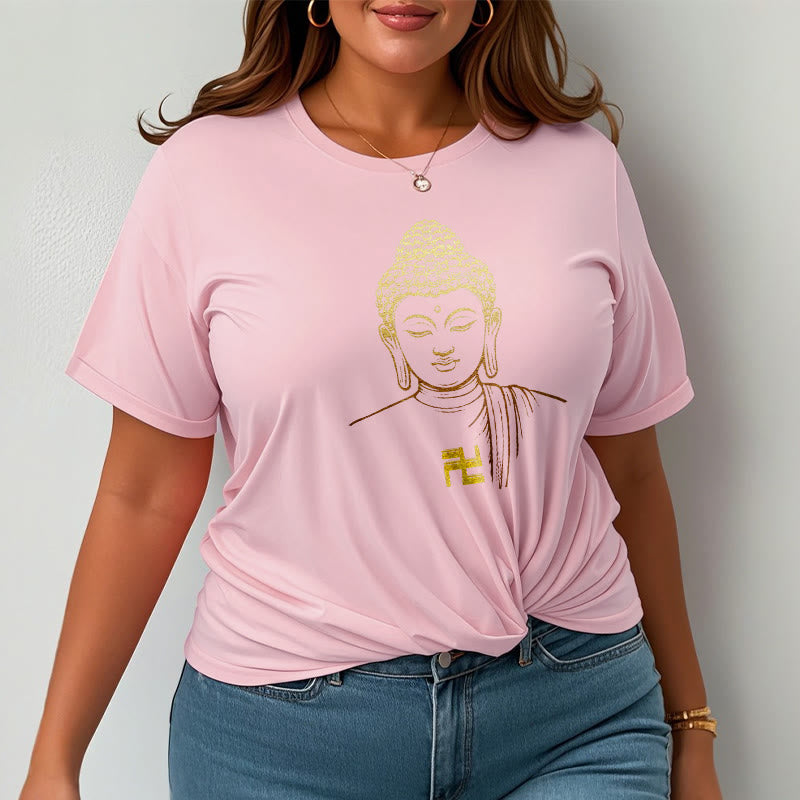 Swastika Pattern Golden mystic zen Cotton Tee T-shirt