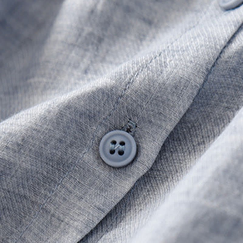 Casual Embroidered Plant Stand Collar Design Three Quarter Sleeve Women's Cotton Linen Shirt