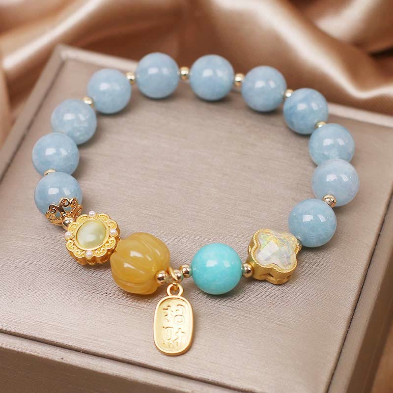 Aquamarine Pumpkin Pearl Wealth Protection Bracelet