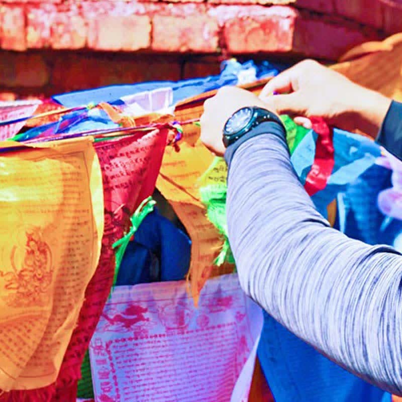 Tibetan 5 Colors Windhorse Auspicious Outdoor 25 Pcs Prayer Flag