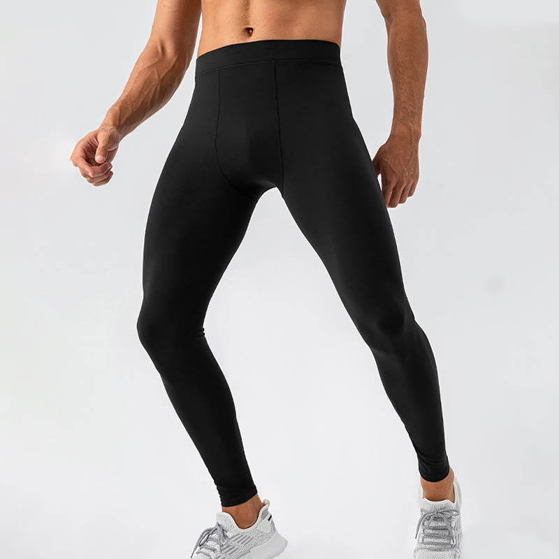 Plain High Waist Elastic Breathable Sports Men's Leggings Pants