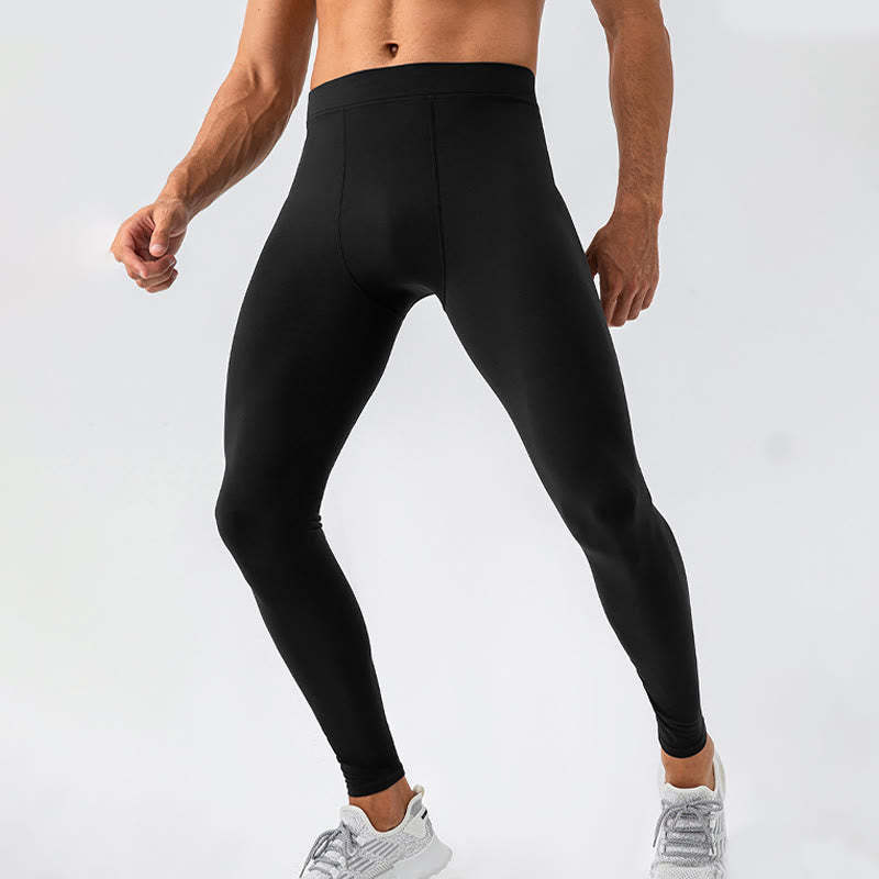 Plain High Waist Elastic Breathable Sports Men's Leggings Pants