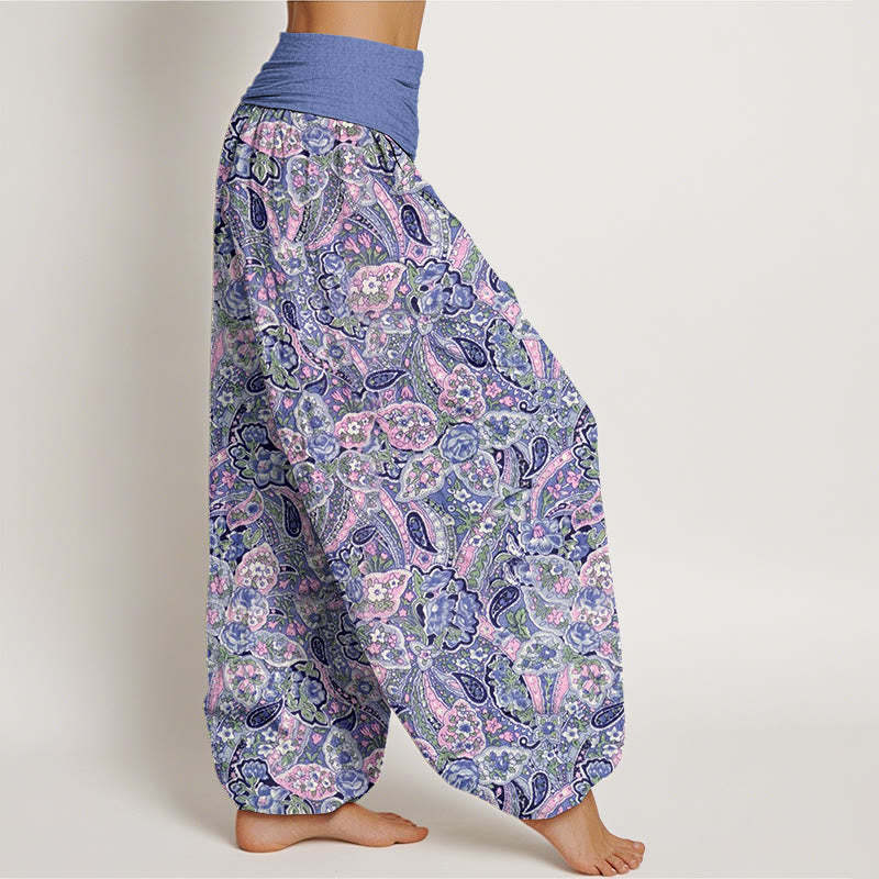 Casual Cashew Flower Design Women's Elastic Waist Harem Pants