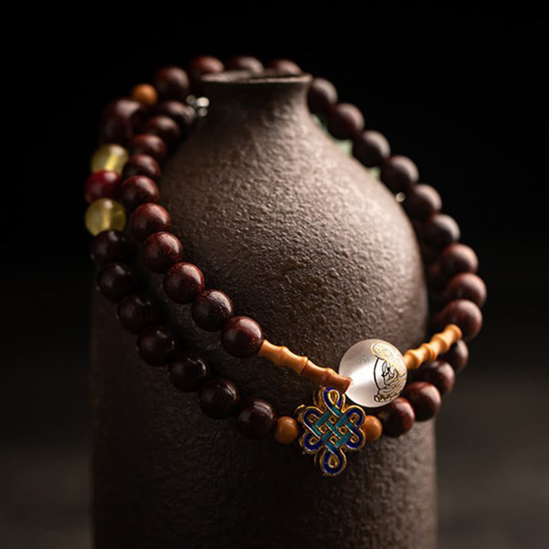 Chinese Zodiac Natal mystic zen Red Agate Small Leaf Red Sandalwood Cinnabar Amulet Blessing Double Wrap Bracelet