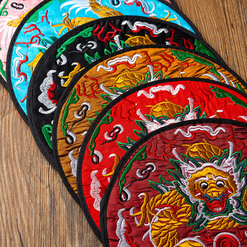 Dragon Embroidery Cup Mat Pad Tea Cup Coaster Kung Fu Tea Mat