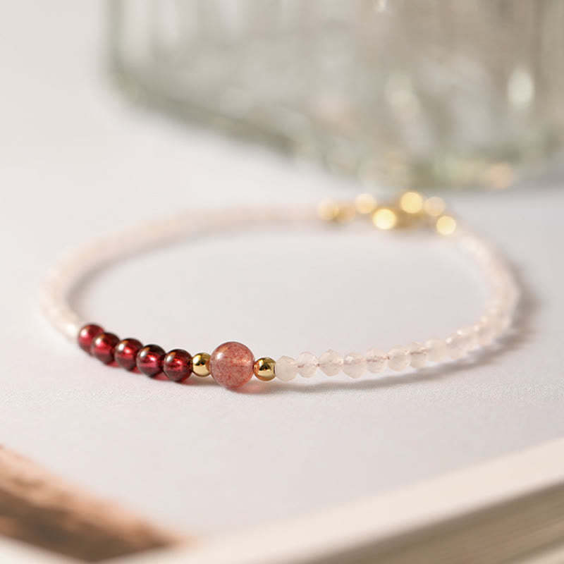 2mm Rose Quartz Garnet Strawberry Quartz Ultra-Thin Beads Healing Energy Bracelet