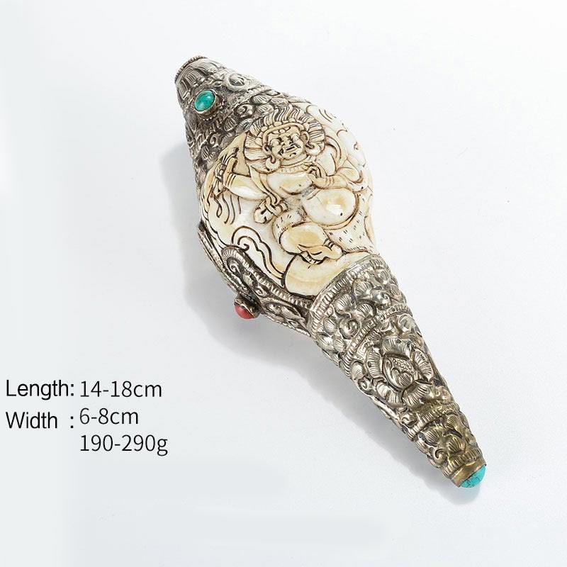 Tibetan Handmade Engraved Shankha mystic zen Conch Shell Wealth Positive Decoration