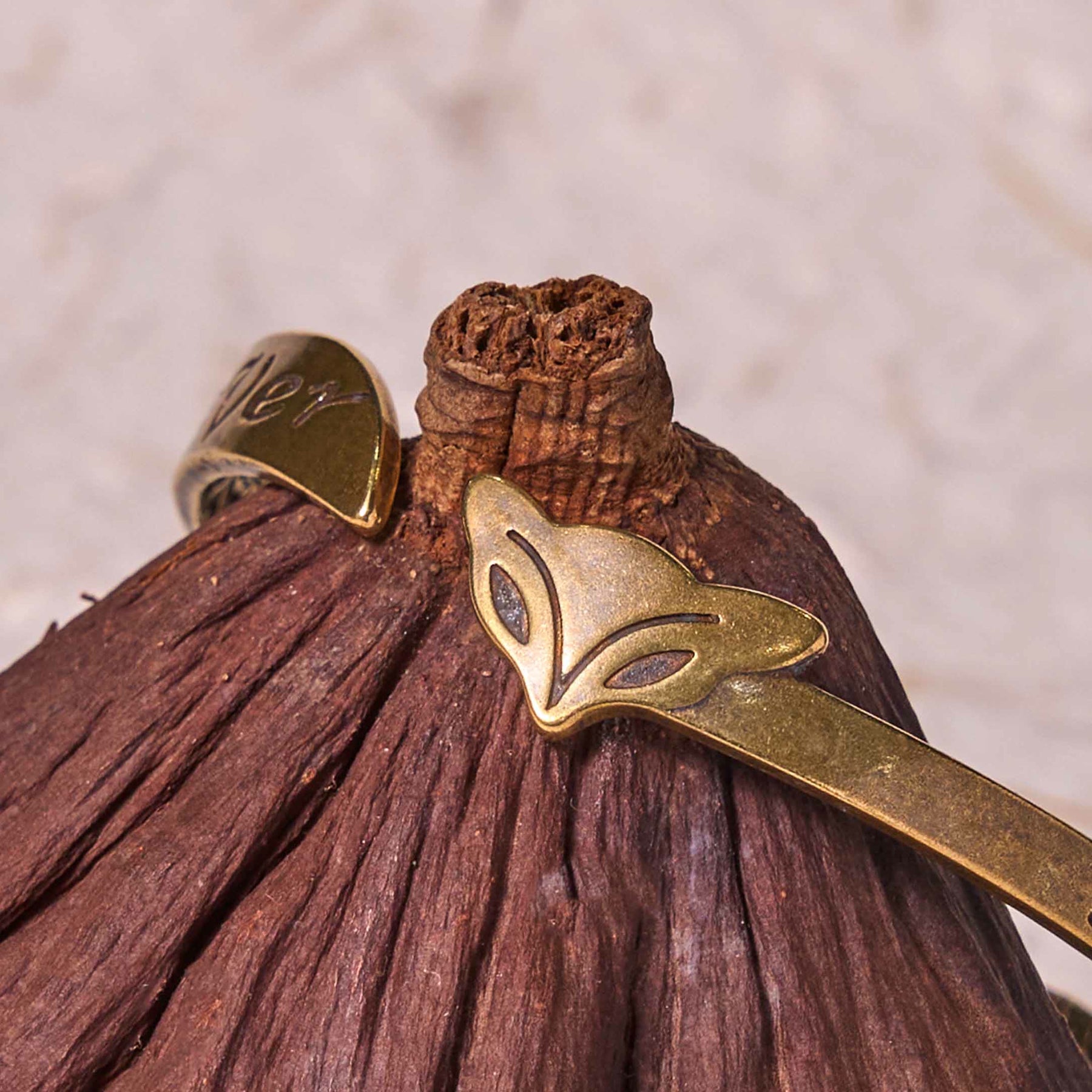 Fox Head Copper Brass 'Love You Forever' Luck Self Care Bracelet Bangle