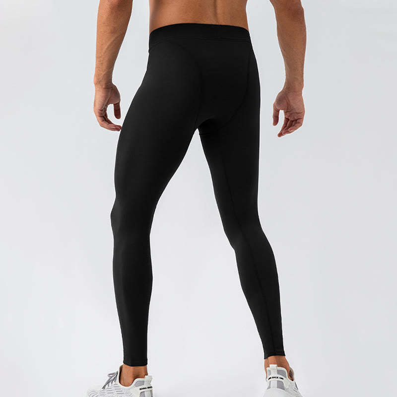 Plain High Waist Elastic Breathable Sports Men's Leggings Pants