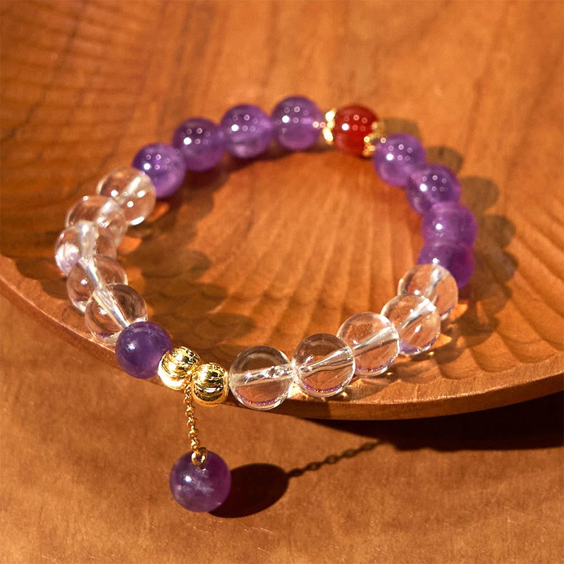 Natural Amethyst White Crystal Beads Communication Bracelet