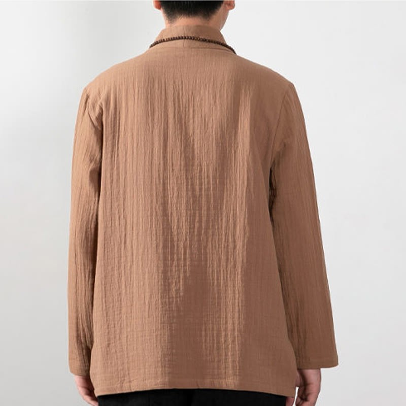 Fall Simple V-Neck Long Sleeve T-Shirt Cotton Men Clothing