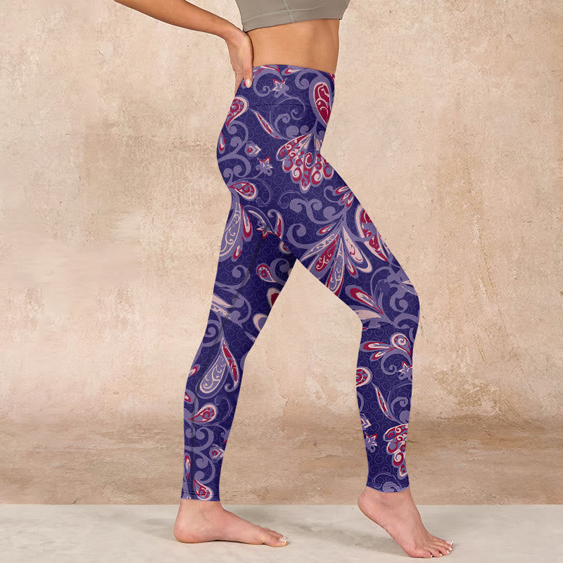 Purple Flower Petals Print Gym Fitness Leggings Women's Yoga Pants