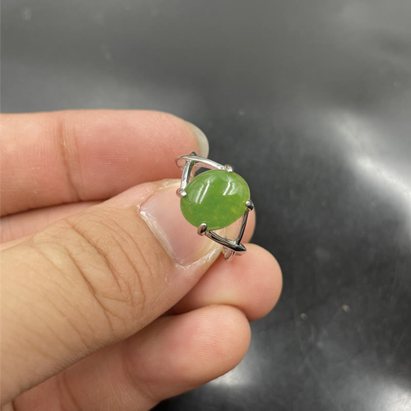 Natural Jade Alloy Adjustable Buckle Abundance Ring