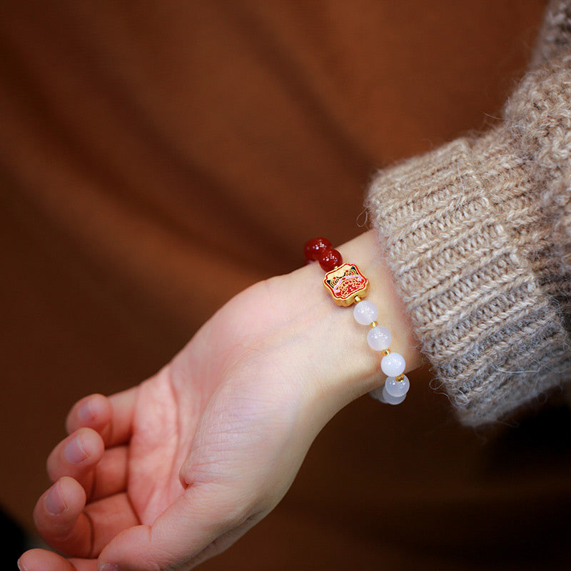 Red Agate White Agate Strength Healing Bracelet
