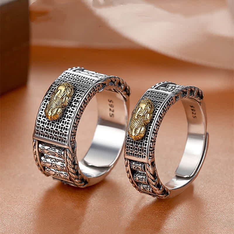 Lucky FengShui PiXiu Wealth Prayer Wheels Couple Ring