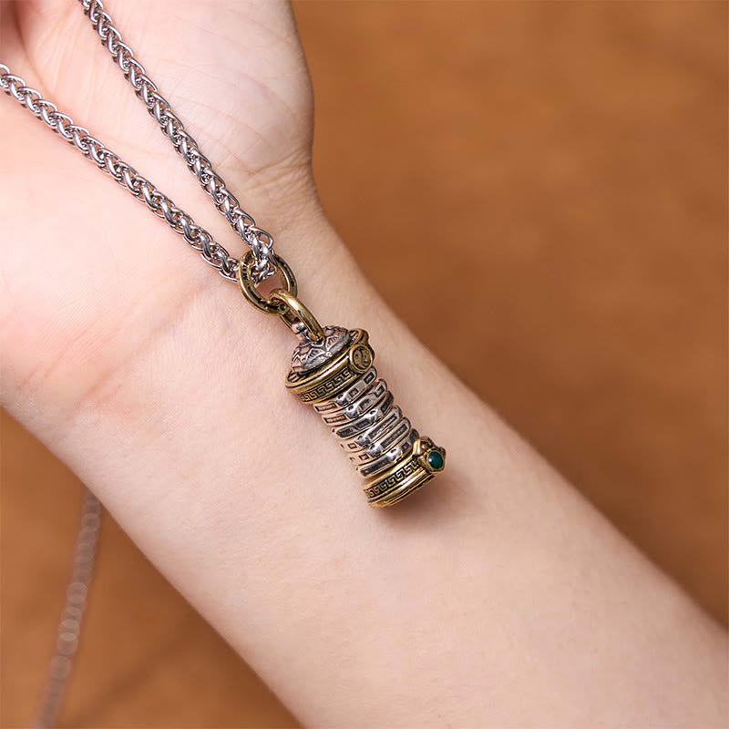 Yin Yang Tower Copper Balance Rotatable Necklace Pendant