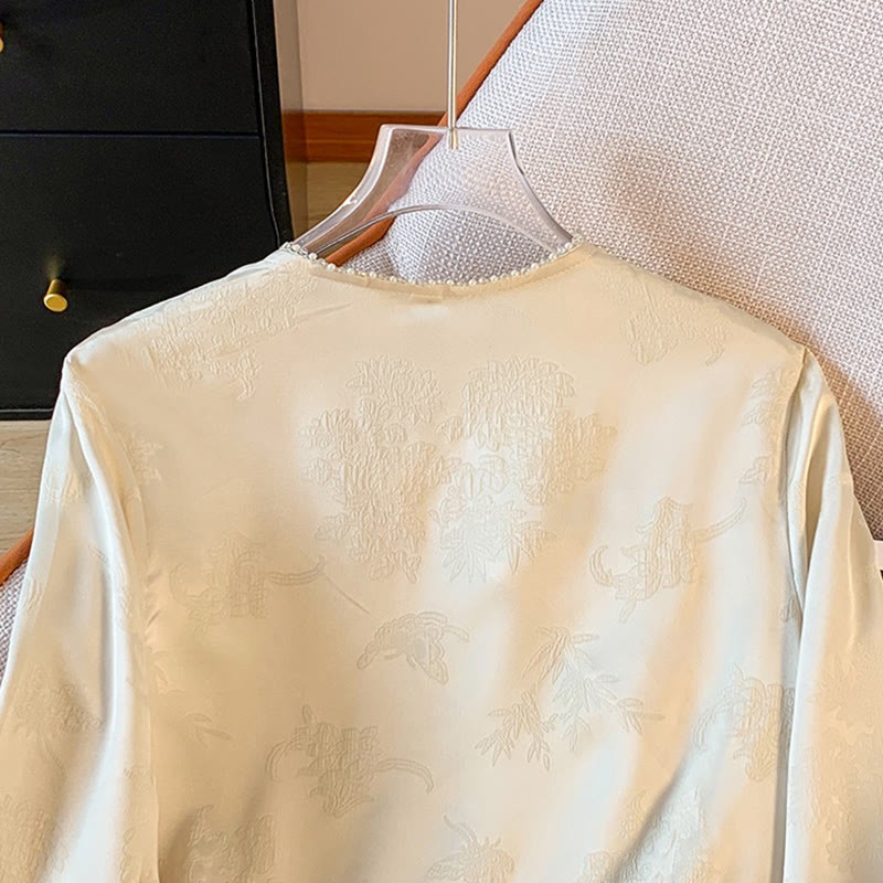 Retro Embroidery Design Long Sleeve Women's Shirt