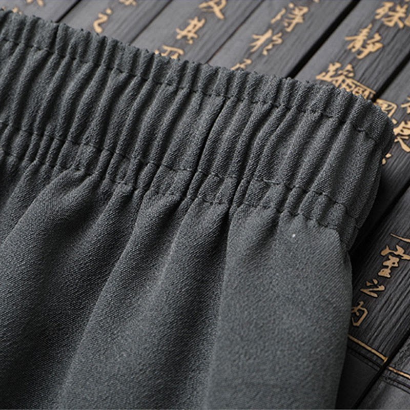 Tang Suit Hanfu Chinese Dragon Traditional Kung Fu Uniform Short Sleeve Tops and Pants Clothing Men's Set