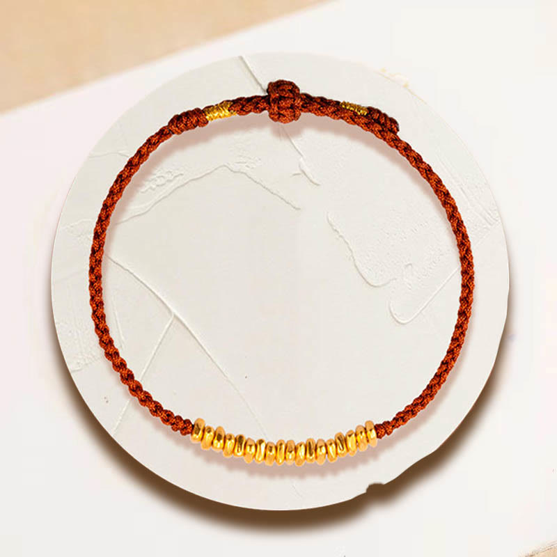 999 Gold Small Gold Pieces Design Handmade Protection?Braided Rope Bracelet