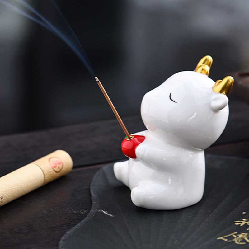 Cute Deer Holder Healing Ceramic Incense Burner Desk Decoration