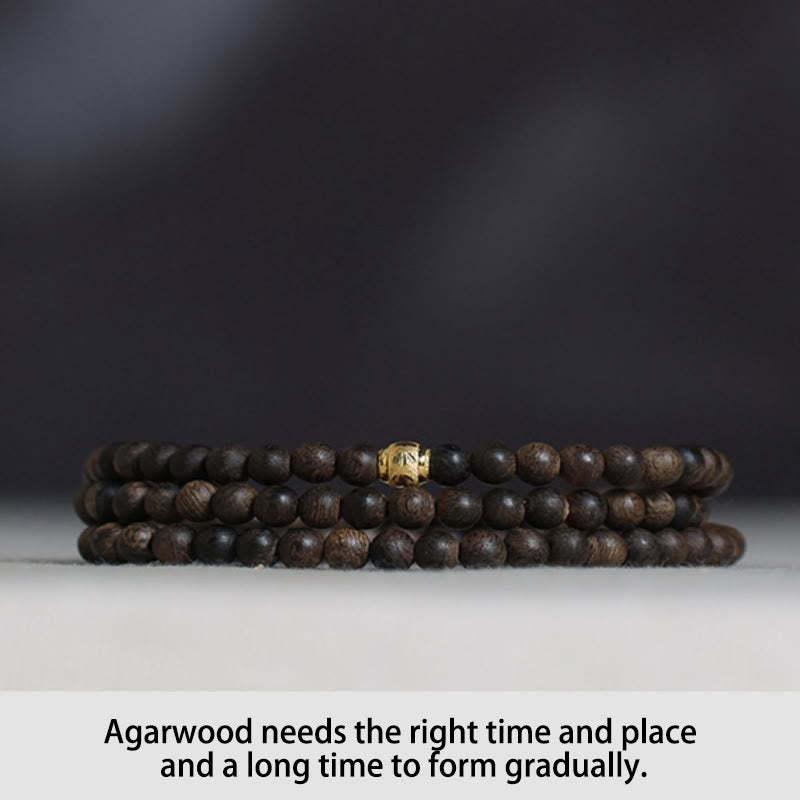108 Mala Beads 999 Gold Bead Rare 5mm Brunei Black Qinan Agarwood Peace Strength Bracelet