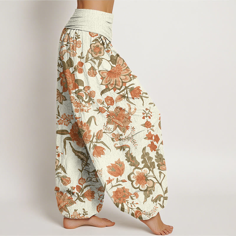 Sunflower Pattern Women's Elastic Waist Harem Pants