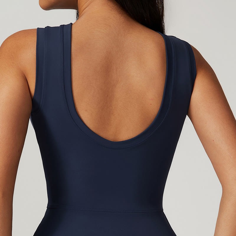 Solid Color Sports Tennis Yoga Lace-up Women Sports Dress