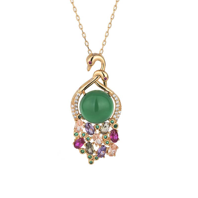 Cyan Jade Success Necklace Chain Pendant