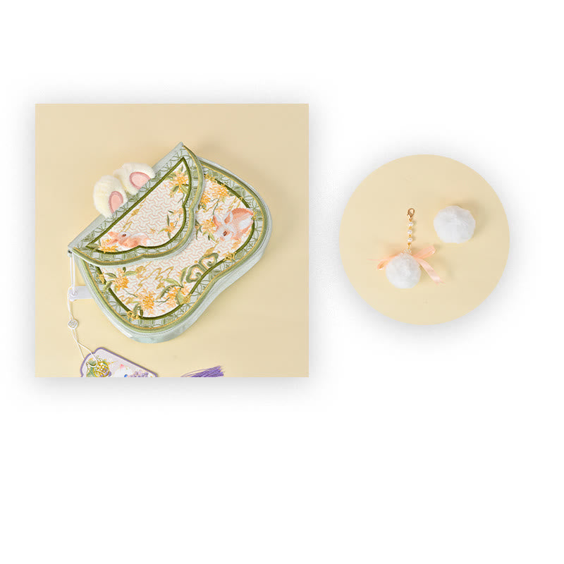 Osmanthus Rabbit Embroidery Pearl Chain Furball Tassel Shoulder Bag Crossbody Bag