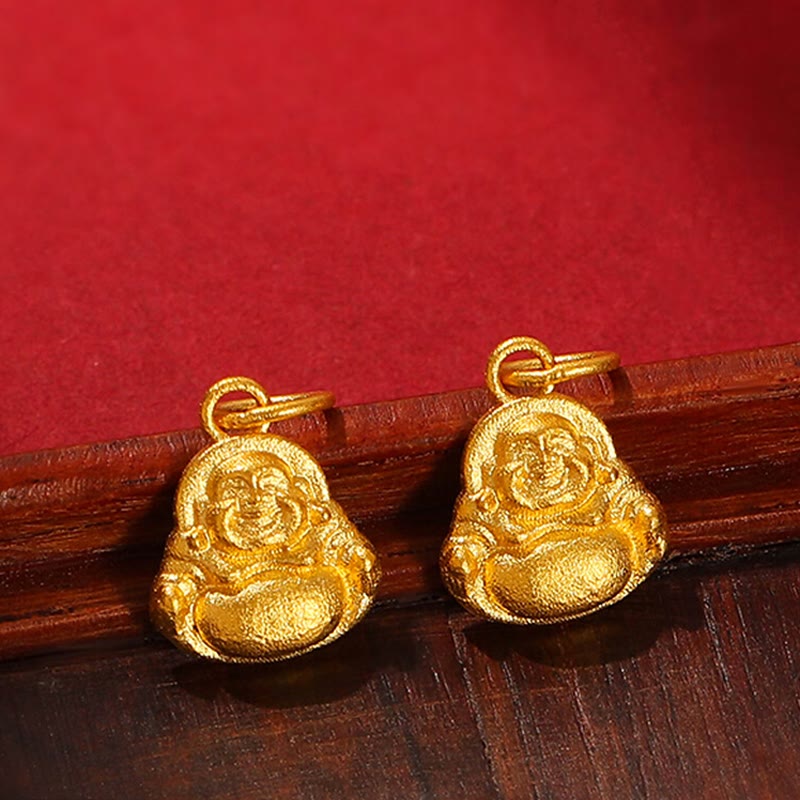 999 Gold Mini Laughing mystic zen Luck Wealth Necklace Pendant