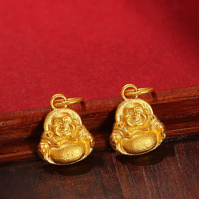 999 Gold Mini Laughing mystic zen Luck Wealth Necklace Pendant