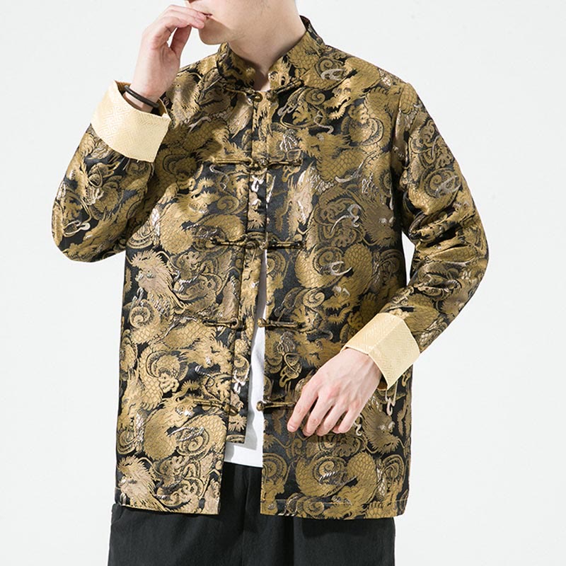 Chinese Dragon Frog-button Tang Suit Cotton Men's Jacket Shirt