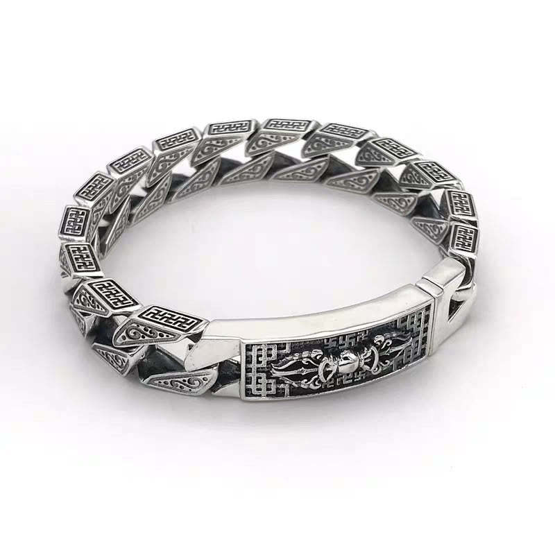 Tibetan Om Mani Padme Hum Dorje Vajra Swastika Carved Purity Bracelet