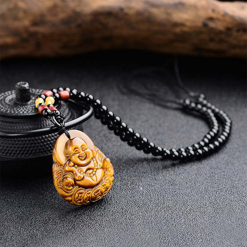 Tiger's Eye Laughing mystic zen Blessing Necklace