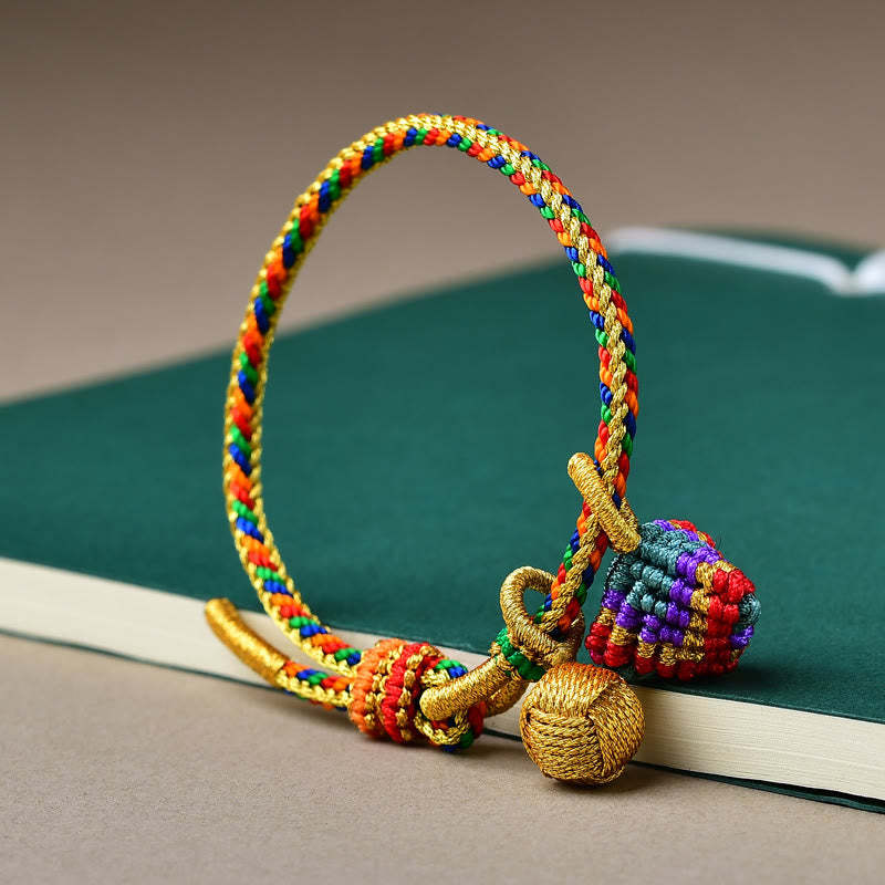 Colorful Rope Luck Handmade Zongzi Golden Ball Charm Bracelet