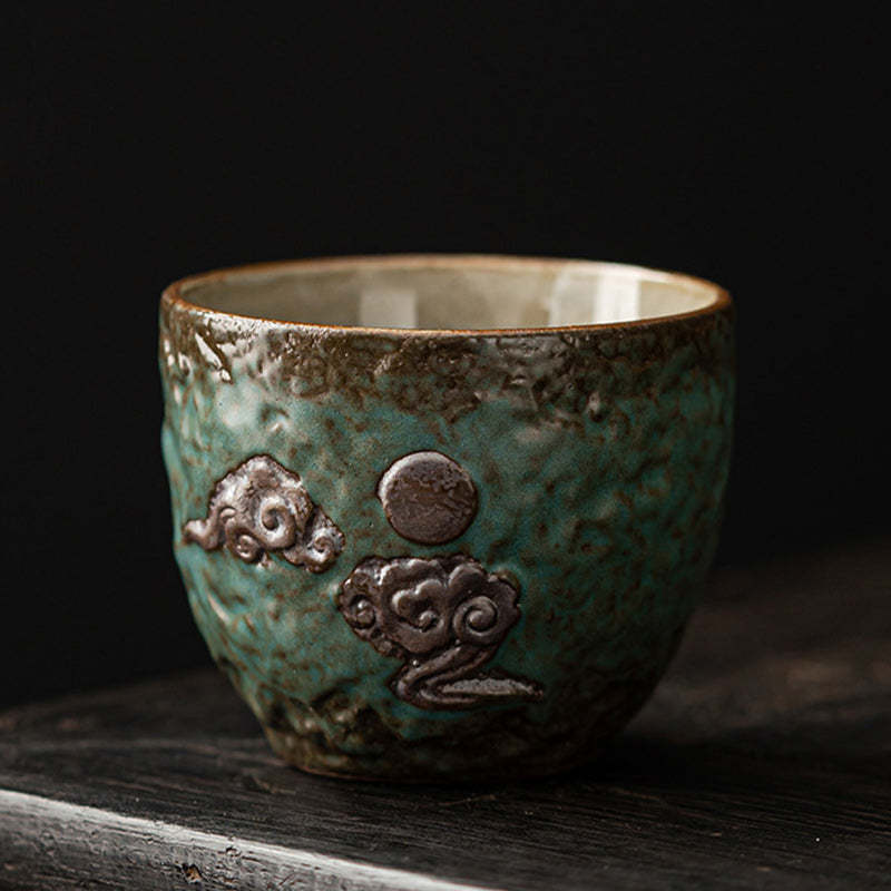 Lotus Pod Leaf Flower Auspicious Clouds Ceramic Teacup Kung Fu Tea Cup