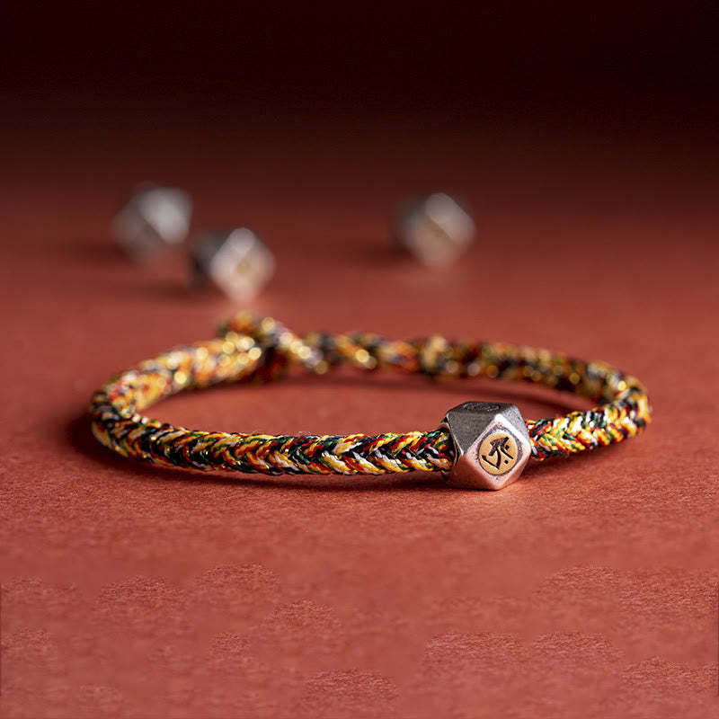 925 Sterling Silver Handmade Chinese Zodiac Natal mystic zen Luck Protection Braided String Bracelet
