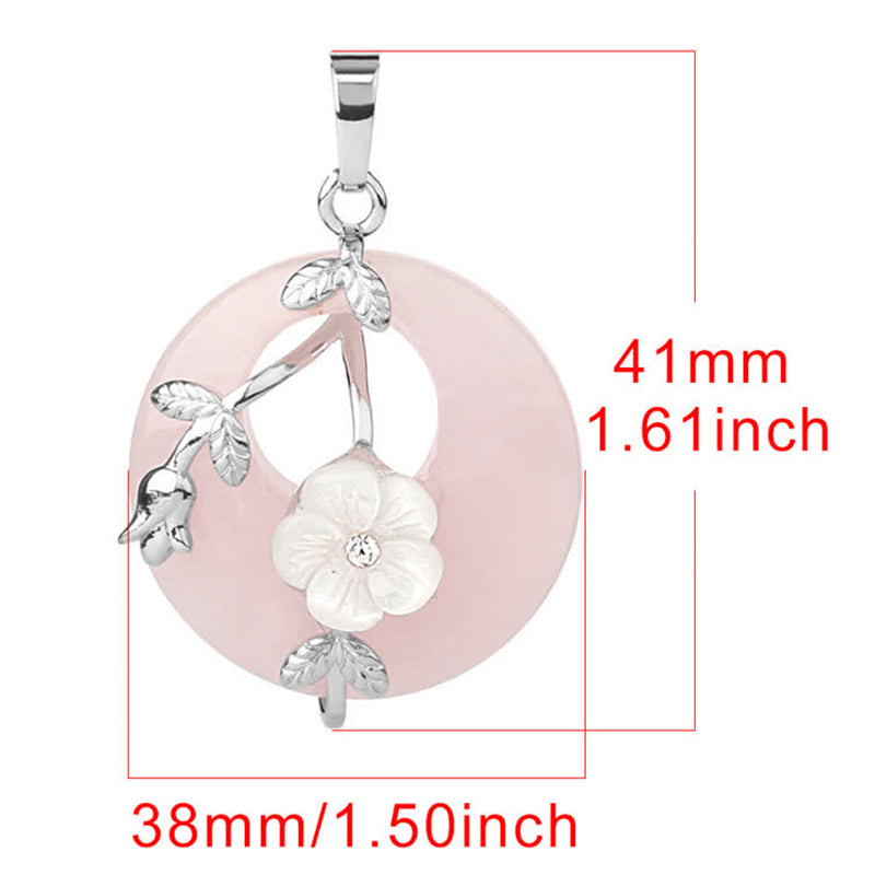 Various Crystal Amethyst Green Aventurine Flower Healing Necklace Pendant