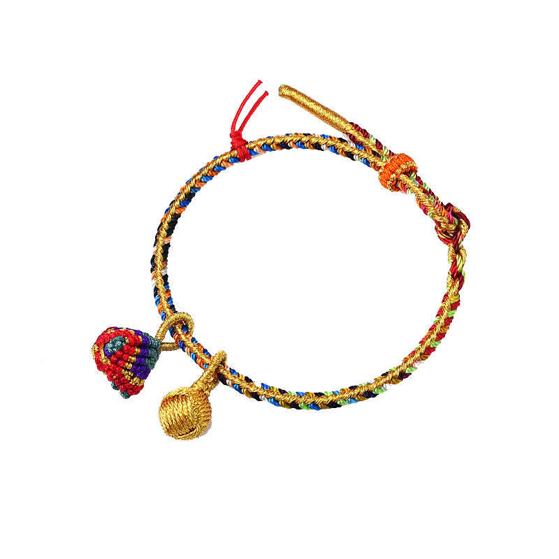 Colorful Rope Luck Handmade Zongzi Golden Ball Charm Bracelet