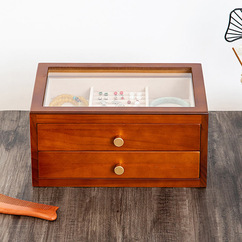 Retro Solid Wood Jewelry Box Jewelry Storage Box With Drawer
