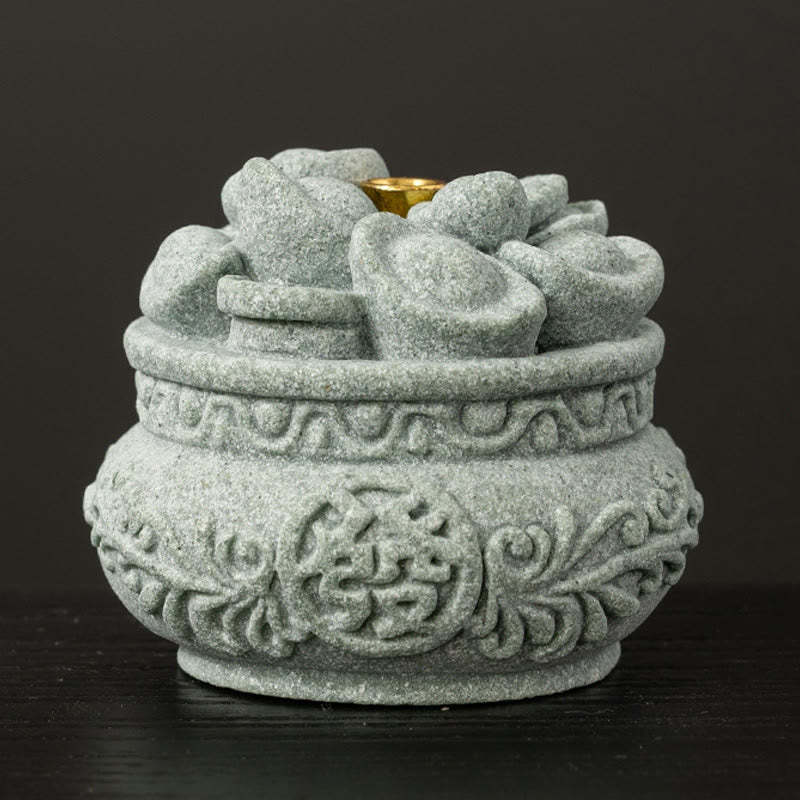 Chinese Character Fu Ingots Healing Incense Burner Desk Decoration
