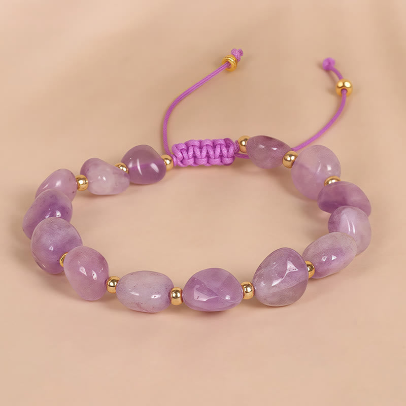 Irregular Shape Amethyst Braid String Balance Bracelet