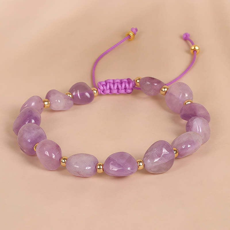 Irregular Shape Amethyst Braid String Balance Bracelet
